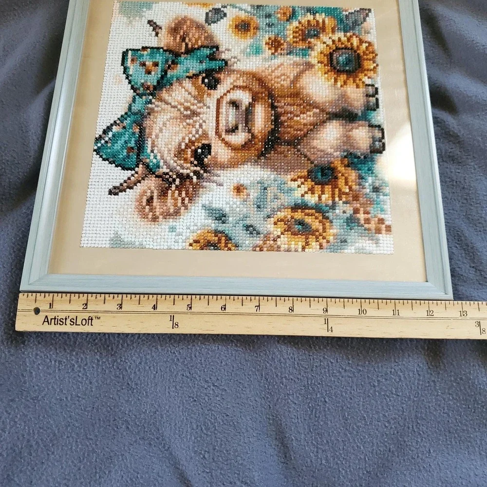 Highland Cow Diamond Painting Completed&Framed Sunflower Farmhouse Decor 12.5in